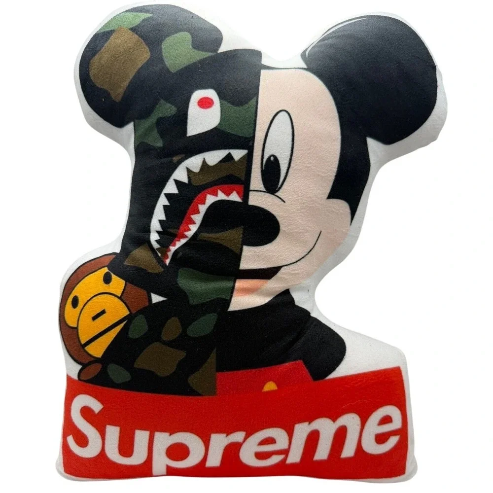 BAPE Supreme‎ Mickey Mouse Shark Camo Baby Milo Plush Pillow Streetwear Decor